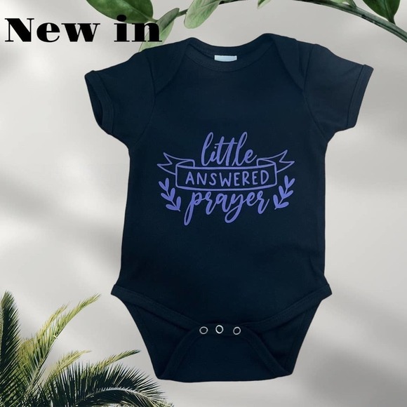 Little Answered Prayer Infant Cute Creeper|Bodysuit Religious|Baby Shower Gift - Picture 1 of 7